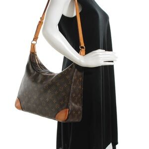 Louis Vuitton Brown Monogram Shoulder Bag with Tan Straps